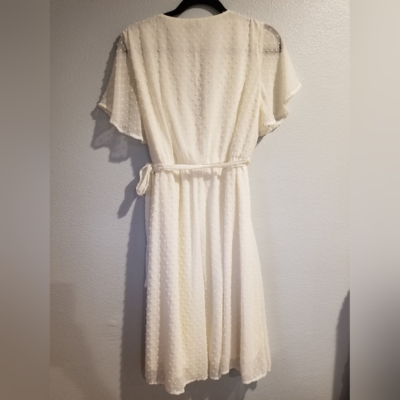 Womens Tacera Swiss Dots Wrap Dress Off White M - Picture 4 of 9